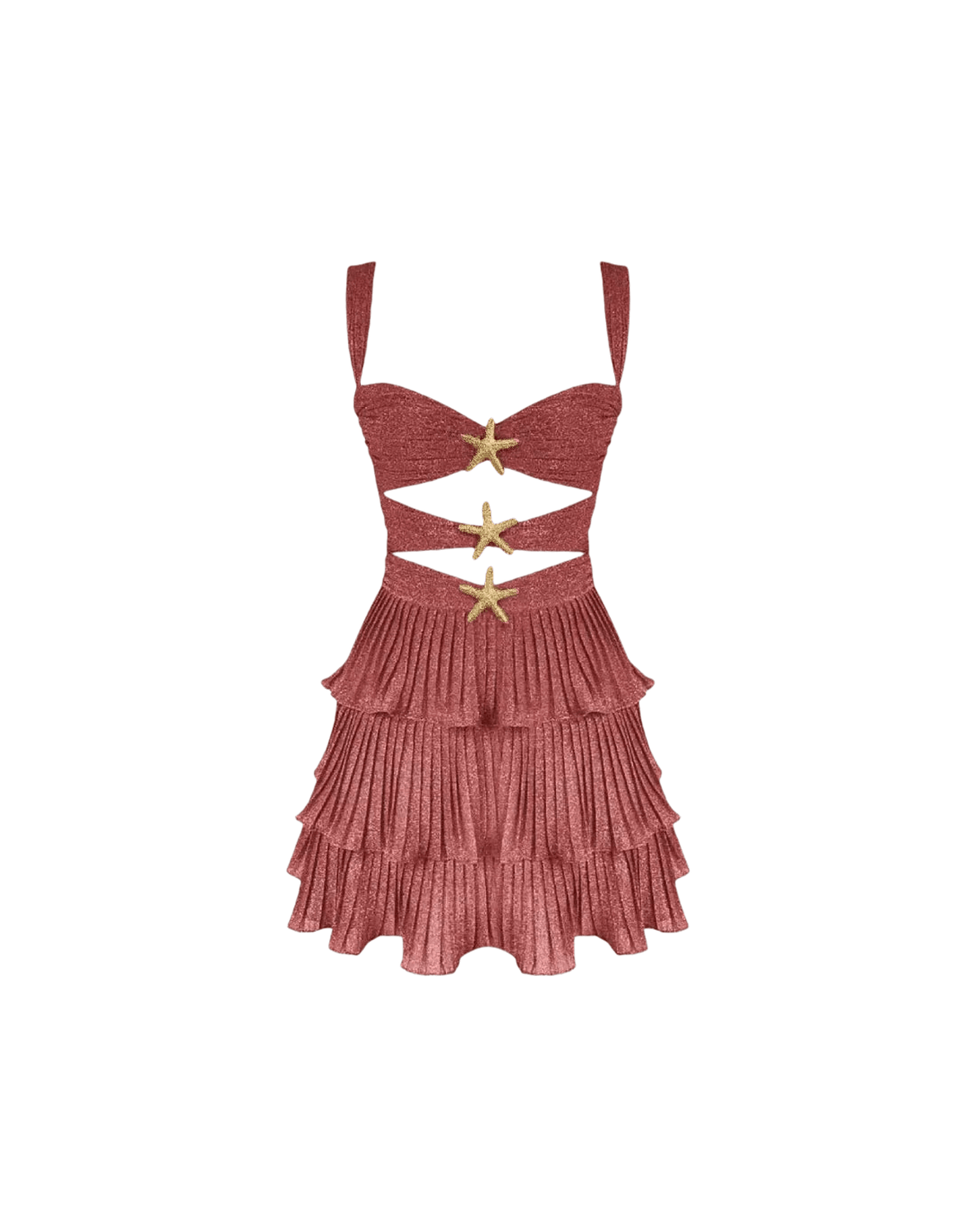 MIRAEE-UNIFORM-2026 | STAR FISH – Elegantes Kleid mit Seestern-Details – Pink – freigestellte Produktansicht auf weißem Hintergrund