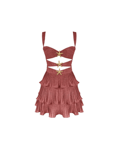 MIRAEE-UNIFORM-2026 | STAR FISH – Elegantes Kleid mit Seestern-Details – Pink – freigestellte Produktansicht auf weißem Hintergrund