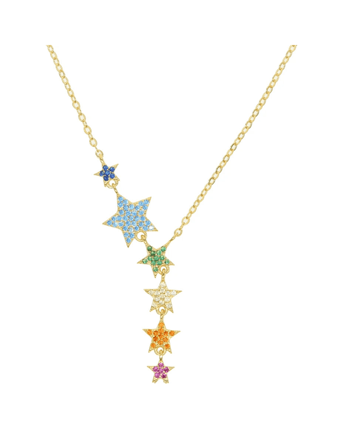 MIRAEE-UNIFORM-2026 | STELLA Rainbow Star Necklace – Mehrlagige Choker Halskette – freigestellte Produktansicht auf weißem Hintergrund