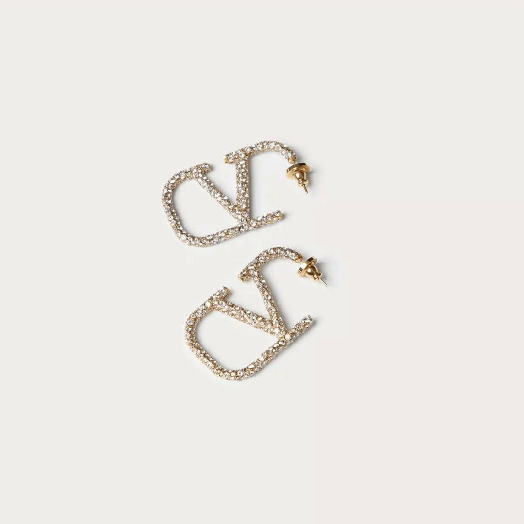 Strass-Ohrringe in Goldoptik | Glitzernde Statement-Ohrstecker.