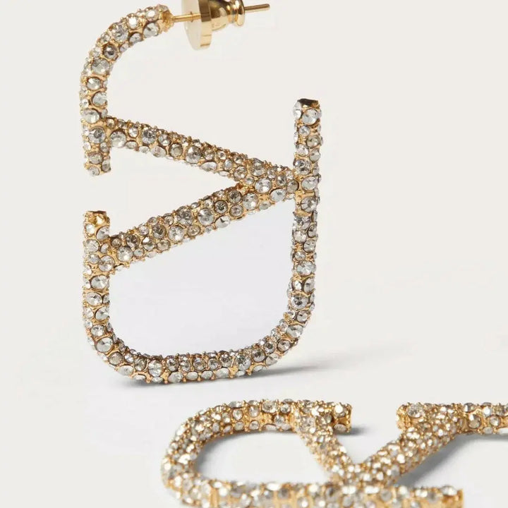 Strass-Ohrringe in Goldoptik | Glitzernde Statement-Ohrstecker.