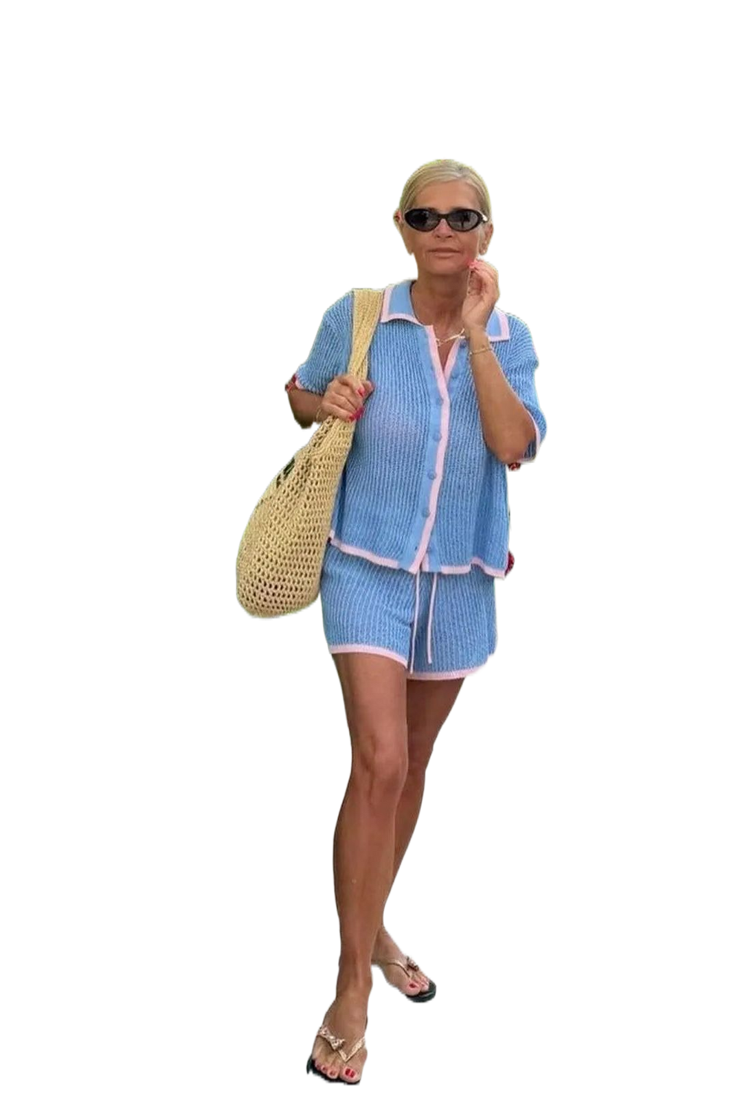 Summer Knit Set „Sky Pastel“ – 2 - teiliges Strick - Set in Blau & Rosa - Miraee Paris