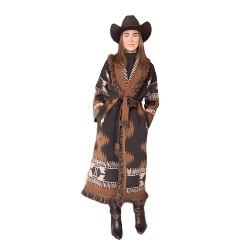TARA – Vintage Fransen-Cardigan mit Print | V-Neck - ZAYVI