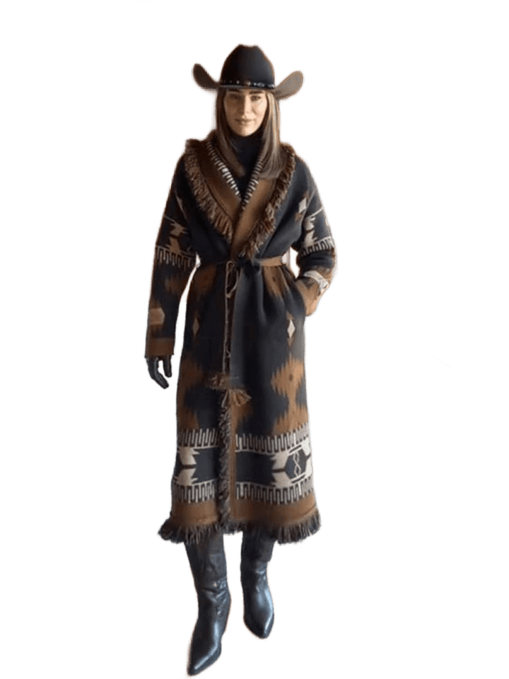 TARA – Vintage Fransen-Cardigan mit Print | V-Neck - ZAYVI