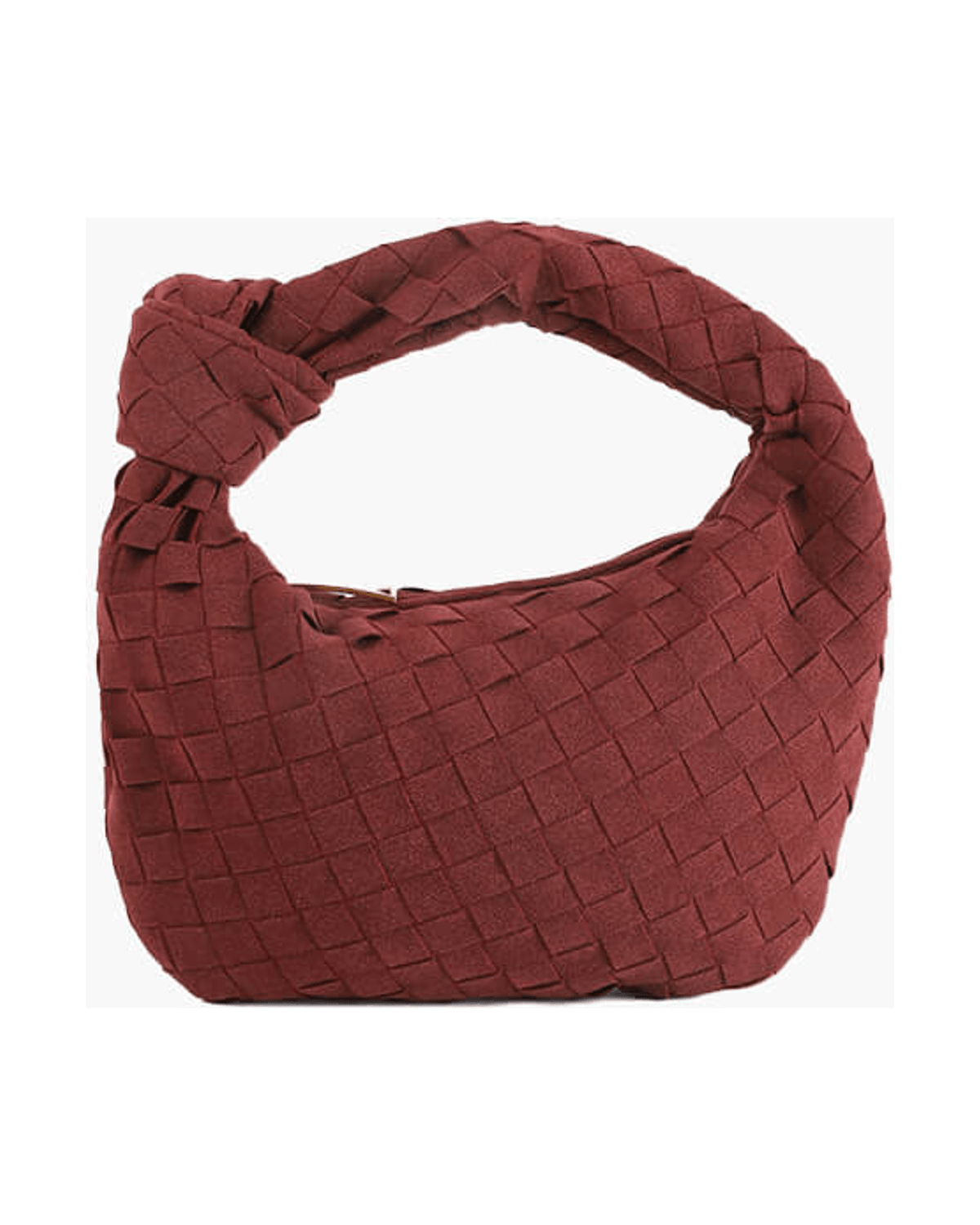 MIRAEE-UNIFORM-2026 | Geflochtene Handtasche mit Knotenhenkel – Rot – freigestellte Produktansicht auf weißem Hintergrund