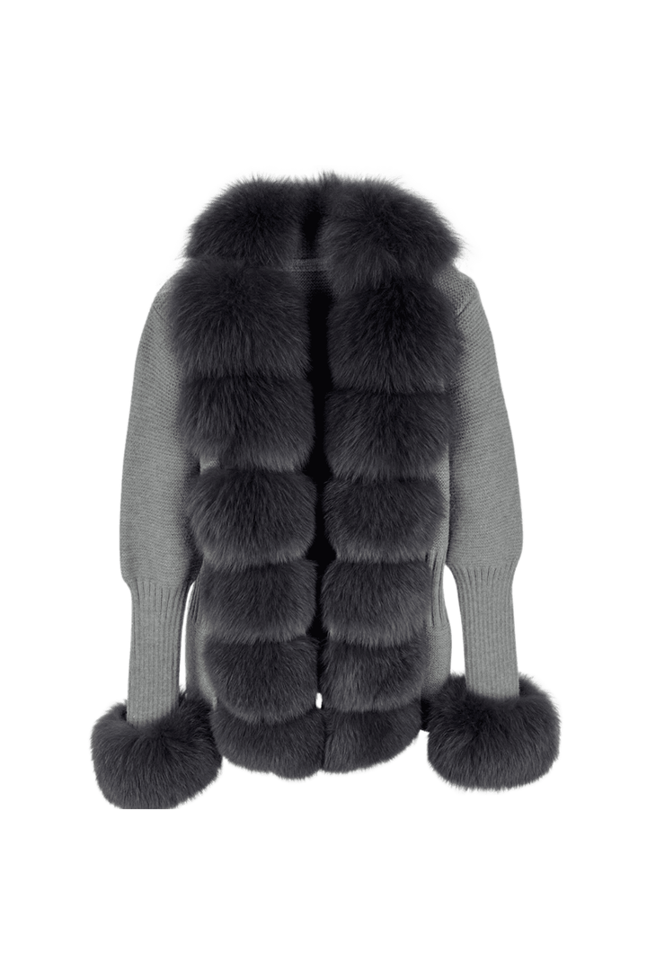 VELORIA – Winter Cardigan mit Kunstpelzkragen - Miraee Paris