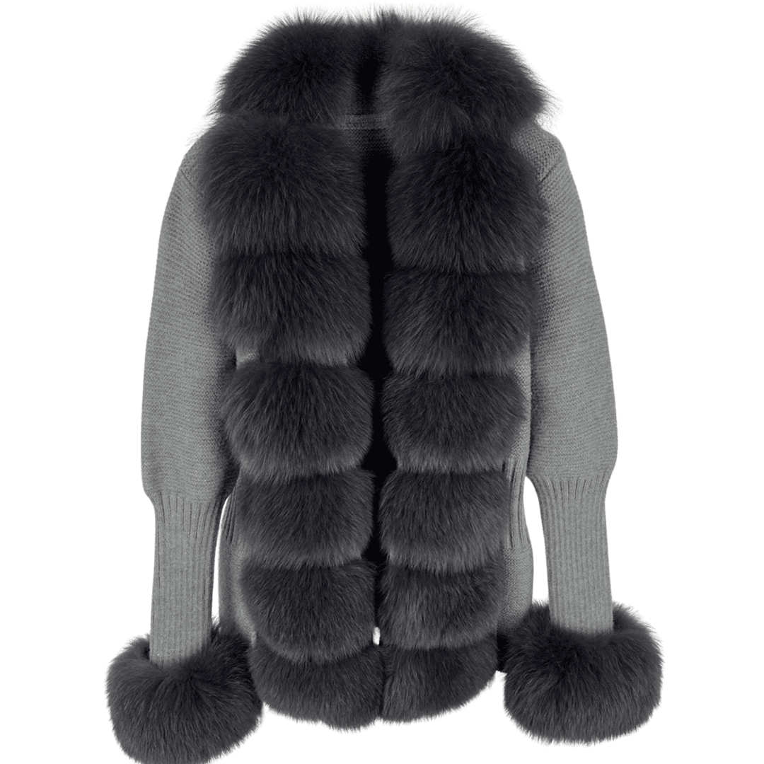 VELORIA – Winter Cardigan mit Kunstpelzkragen - Miraee Paris