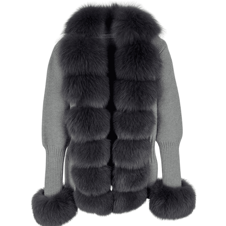 VELORIA – Winter Cardigan mit Kunstpelzkragen - Miraee Paris