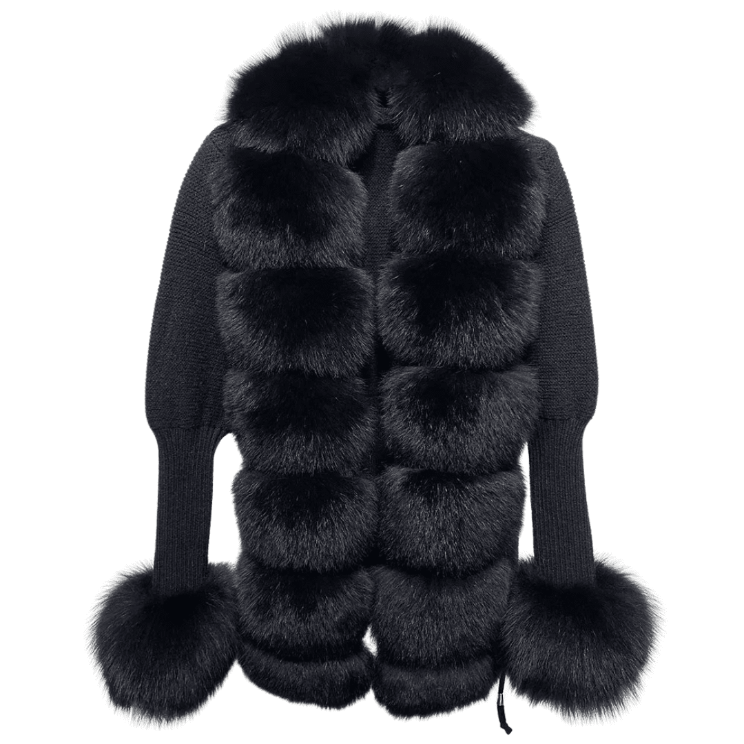 VELORIA – Winter Cardigan mit Kunstpelzkragen - Miraee Paris