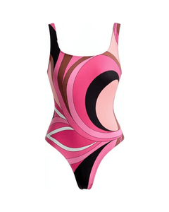 MIRAEE-UNIFORM-2026 | Vintage Print Long Sleeve Swimsuit Set – BIKINI 1 – freigestellte Produktansicht auf weißem Hintergrund