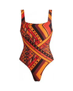 MIRAEE-UNIFORM-2026 | Vintage Print Long Sleeve Swimsuit Set – BIKINI 5 – freigestellte Produktansicht auf weißem Hintergrund