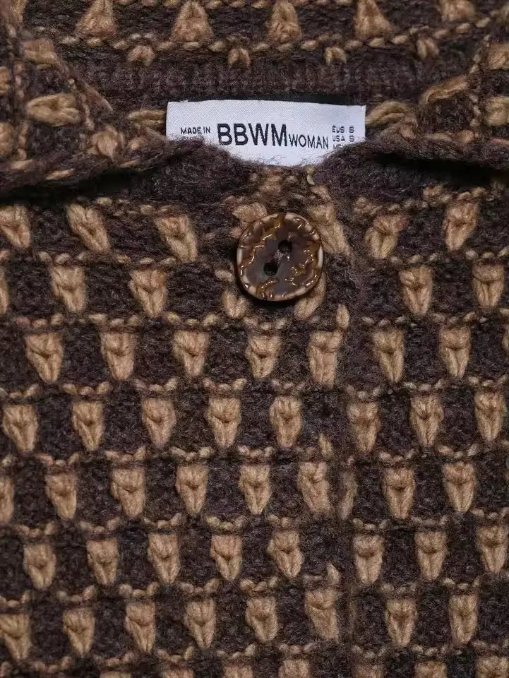 Vintage Wool Cape „Claudie“ – Brown Houndstooth - Miraee Paris