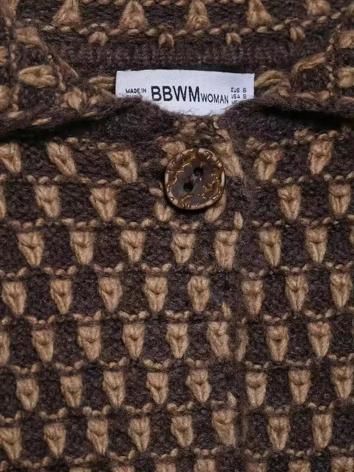 Vintage Wool Cape „Claudie“ – Brown Houndstooth - Miraee Paris