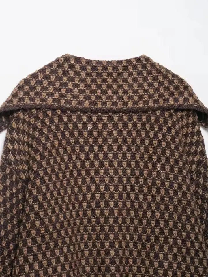 Vintage Wool Cape „Claudie“ – Brown Houndstooth - Miraee Paris