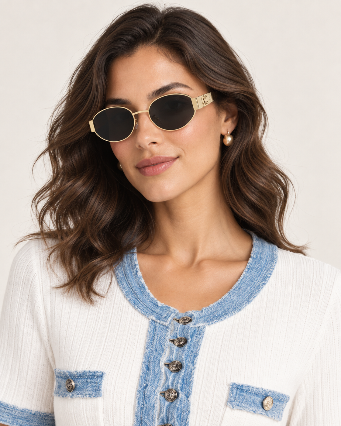VIVIENNE ovale Sonnenbrille – Passform am Model