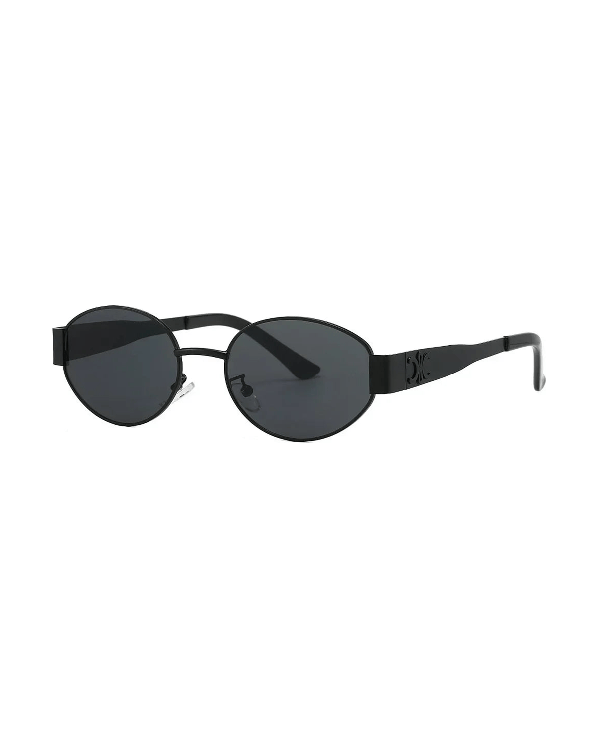MIRAEE-UNIFORM-2026 | Vivienne Oval Sonnenbrille – Schwarz – freigestellte Produktansicht auf weißem Hintergrund