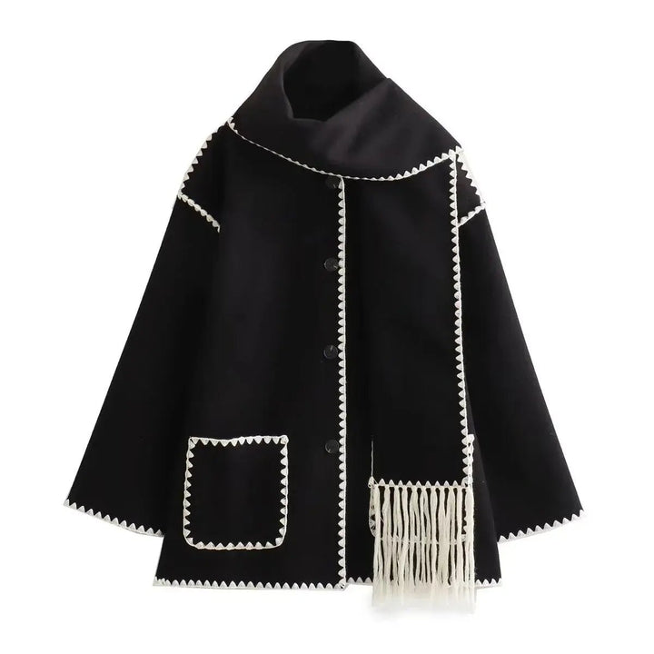 Wool coat with integrated scarf - Miraee Paris