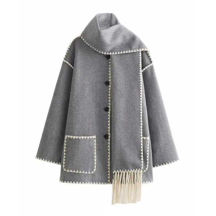 Wool coat with integrated scarf - Miraee Paris