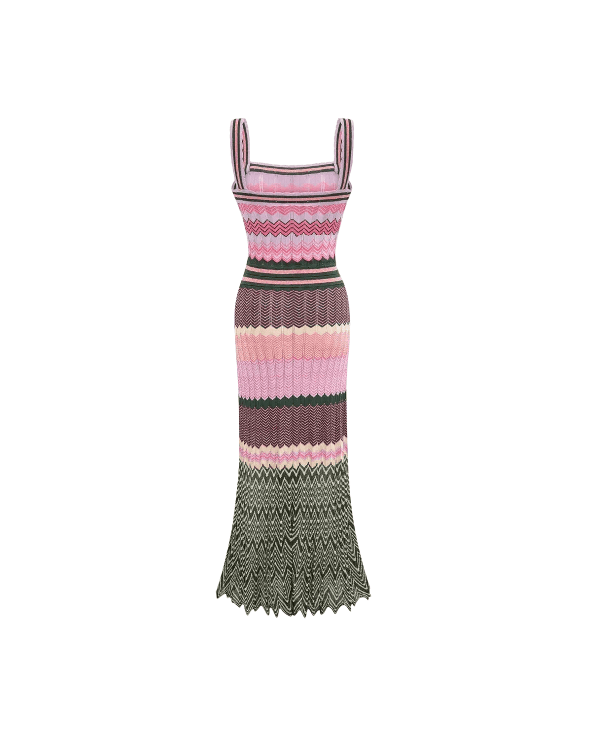 MIRAEE-UNIFORM-2026 | ZIGZAG MUSE – Strickkleid mit Sunset-Farbverlauf – freigestellte Produktansicht auf weißem Hintergrund